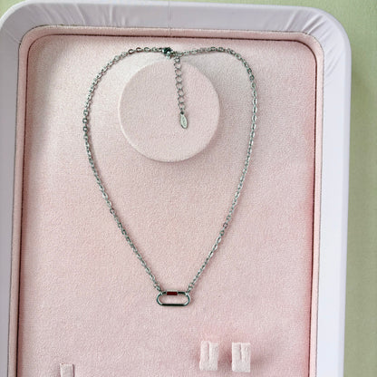 Build Your Own Custom Charm Necklace | Link Chain with Rounded Rectangle Clasp | Silver