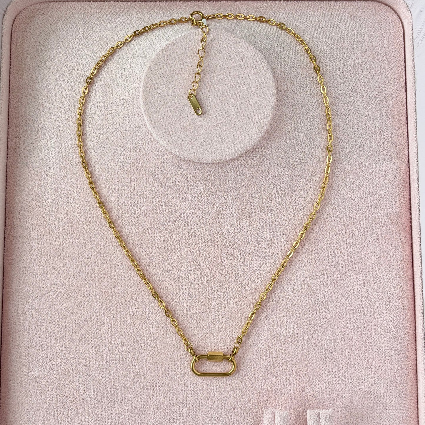 Build Your Own Custom Charm Necklace | Link Chain with Rounded Rectangle Clasp | Gold