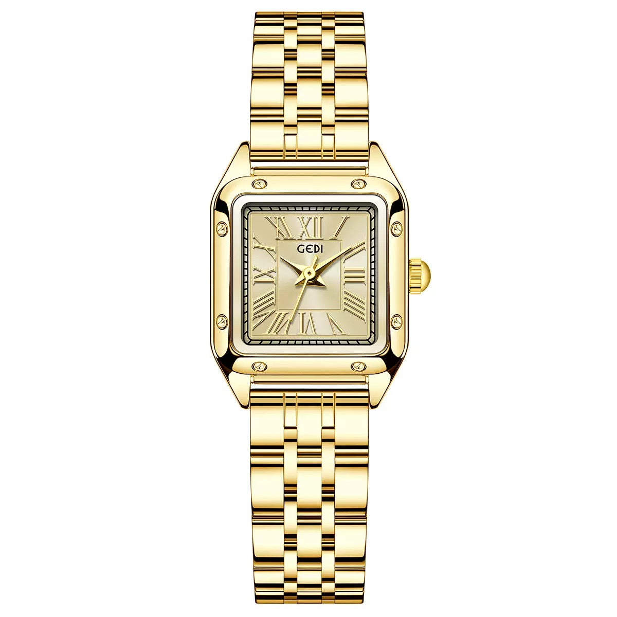 Classic Square  Unisex Watch  – Titanium Steel Gold Plated | Waterproof 3ATM | Fade-Resistant | Elegant Vintage Style