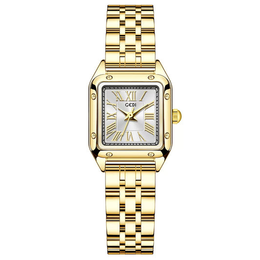 Classic Square  Unisex Watch  – Titanium Steel Gold Plated | Waterproof 3ATM | Fade-Resistant | Elegant Vintage Style