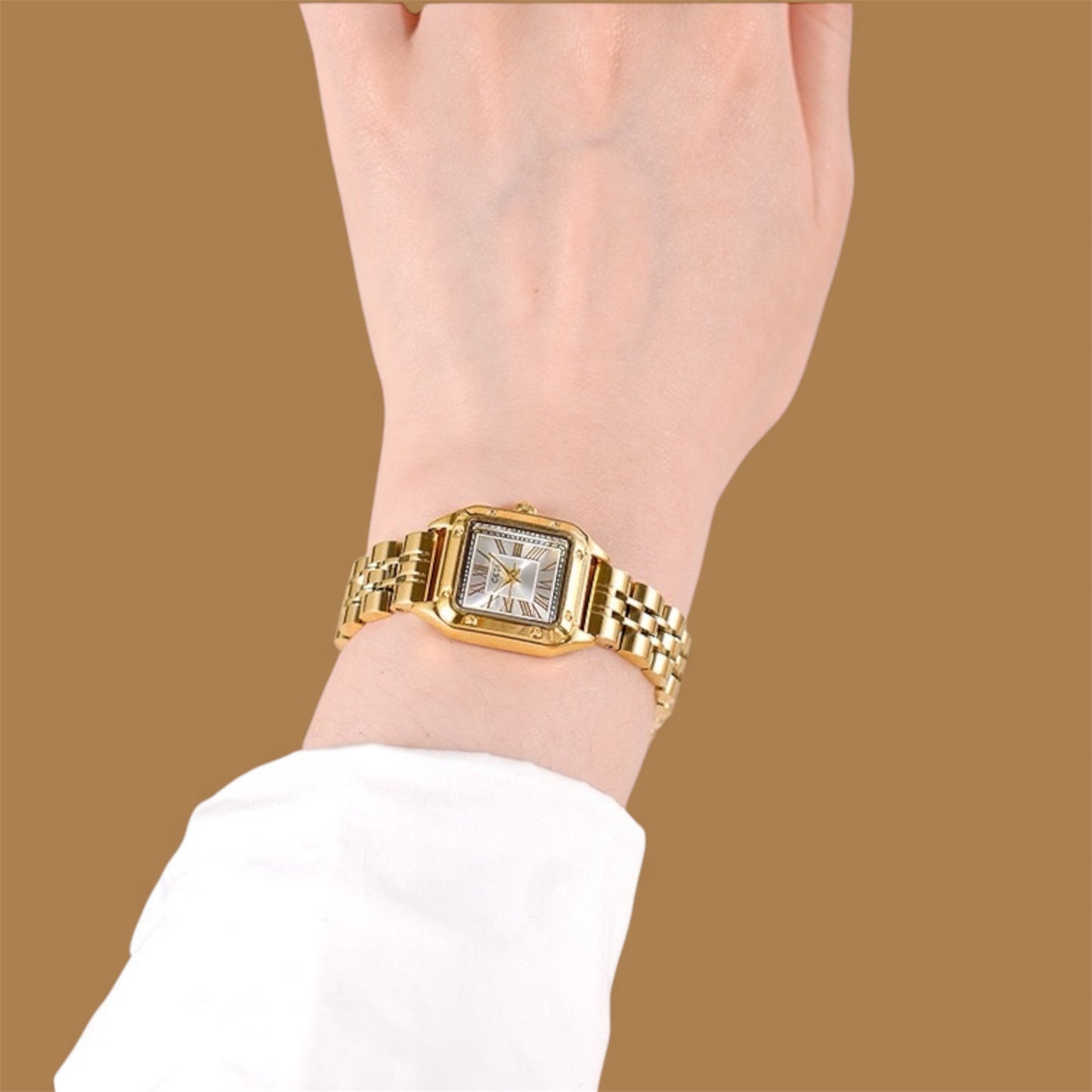 Classic Square  Unisex Watch  – Titanium Steel Gold Plated | Waterproof 3ATM | Fade-Resistant | Elegant Vintage Style