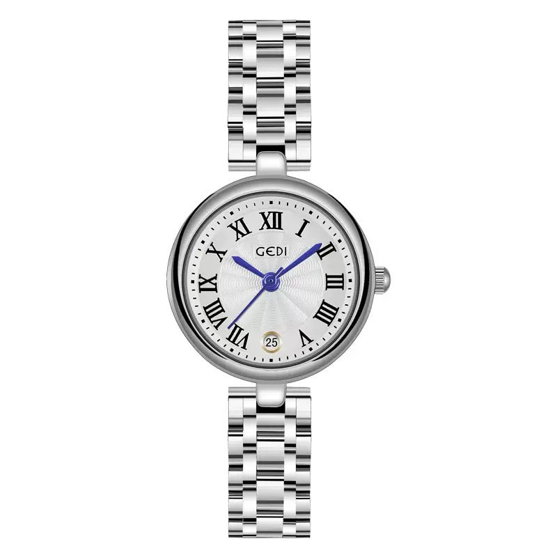 Elegant Round Dial Watch – Stainless Steel Bracelet | Roman Index | Water Resistant 3ATM | Anti-Fade