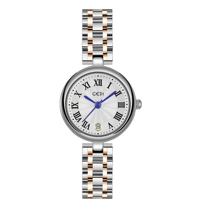 Elegant Round Dial Watch – Stainless Steel Bracelet | Roman Index | Water Resistant 3ATM | Anti-Fade