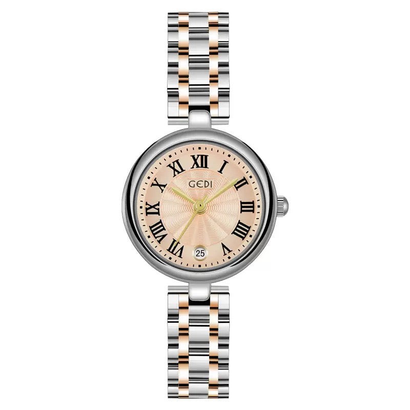 Elegant Round Dial Watch – Stainless Steel Bracelet | Roman Index | Water Resistant 3ATM | Anti-Fade