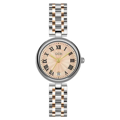 Elegant Round Dial Watch – Stainless Steel Bracelet | Roman Index | Water Resistant 3ATM | Anti-Fade