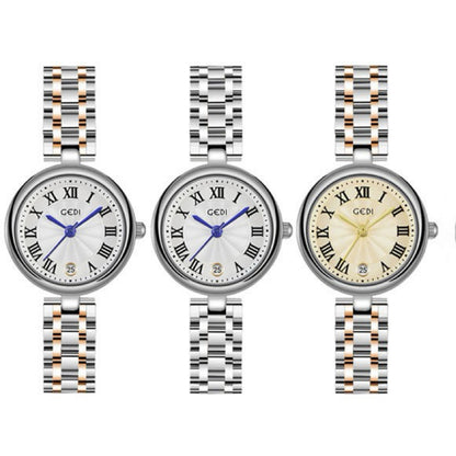 Elegant Round Dial Watch – Stainless Steel Bracelet | Roman Index | Water Resistant 3ATM | Anti-Fade