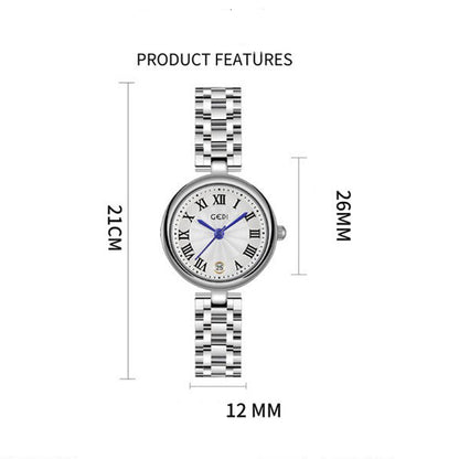 Elegant Round Dial Watch – Stainless Steel Bracelet | Roman Index | Water Resistant 3ATM | Anti-Fade