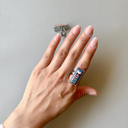 Hand Painted Ceramic Cat Ring, Adjustable Ring, Cute Cat Jewelry, Handmade Porcelain Ring, Cat Lover Gift, Unique Artisan Ring