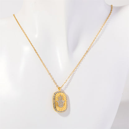 Tarot Card Necklace Cubic Zirconia Inlay