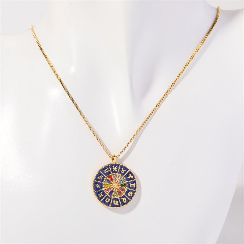 Tarot Card Necklace Cubic Zirconia Inlay