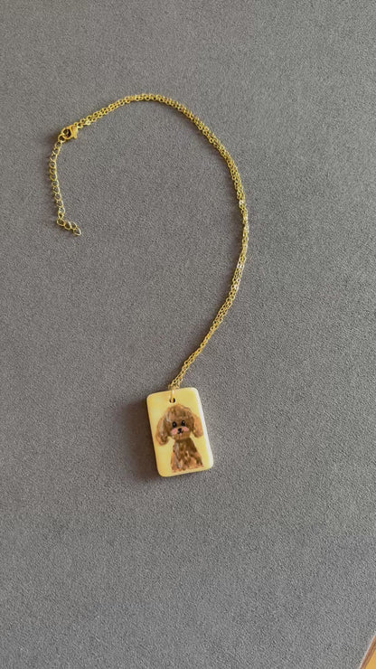 Hand-Painted Ceramic Poodle Dog Jewelry | Necklace & Ring